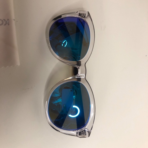 Michael Kors (MK6019) Champagne Beach Clear Frame, Blue Mirror lens Sunglasses - Picture 4 of 10